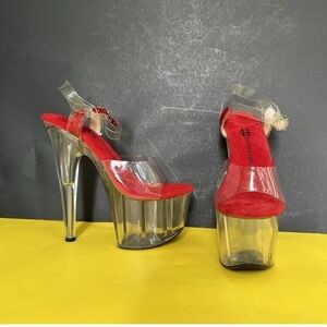 Glitter Heels Clear 6.5” Platform Stiletto High Heel Stripper Pole Dance Shoes